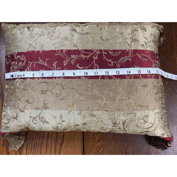 Shanghai Orient West Accent Pillow 16" x 21" Feather Bronze Burgundy Stylish - Picture 4 of 10